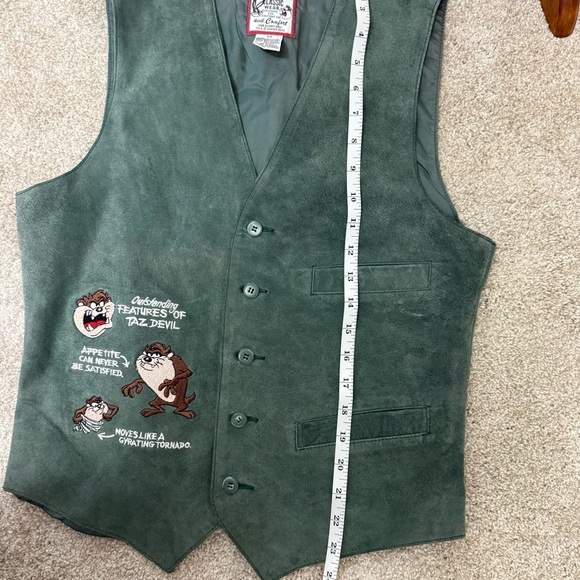 Vintage 90s Looney Tunes Tasmanian Devil Suede Vest X-Small Warner Brothers - Picture 10 of 10